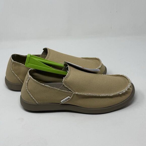 Crocs Santa Cruz Shoes Mens 9 Khaki Brown Canvas Slip On Comfort Casual Loafers main image 7